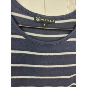 Wantable Women's Striped‎ Long Sleeve Top Crew Neck Blue White Size Small